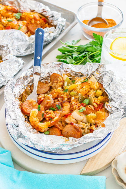 Exclusive Oven Baked Jambalaya Foil Packets
