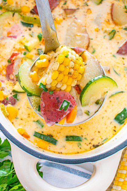 Exclusive Summer Corn and Zucchini Chowder