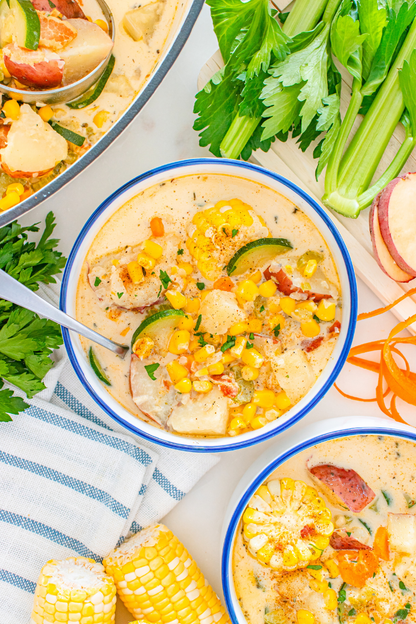 Exclusive Summer Corn and Zucchini Chowder
