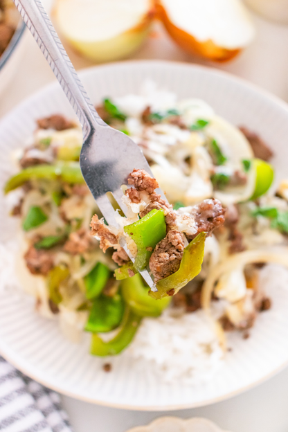 Exclusive One Pot Ground Beef Philly Cheesesteak