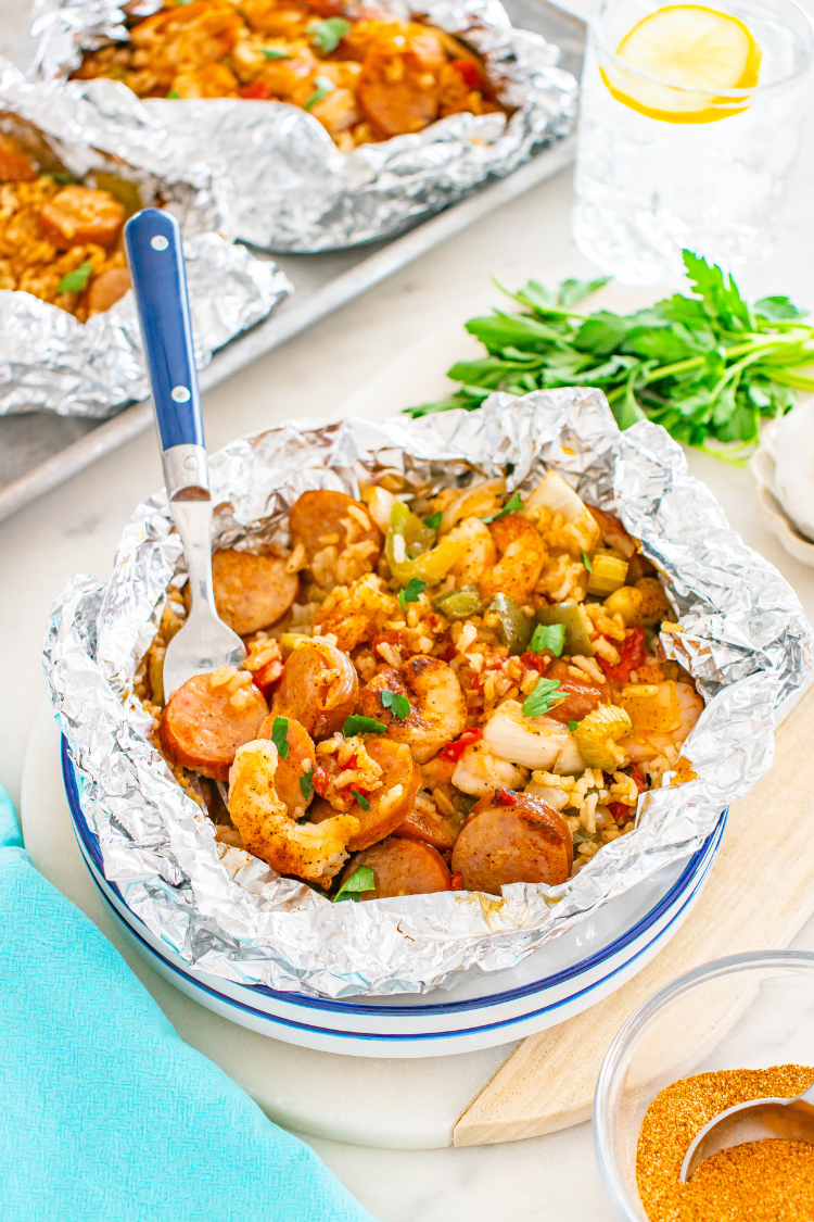 Exclusive Oven Baked Jambalaya Foil Packets
