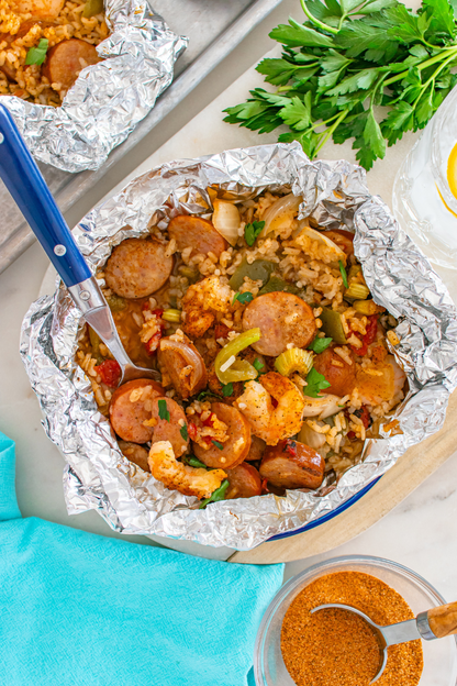 Exclusive Oven Baked Jambalaya Foil Packets