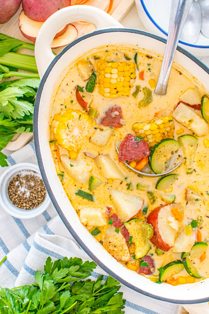 Exclusive Summer Corn and Zucchini Chowder