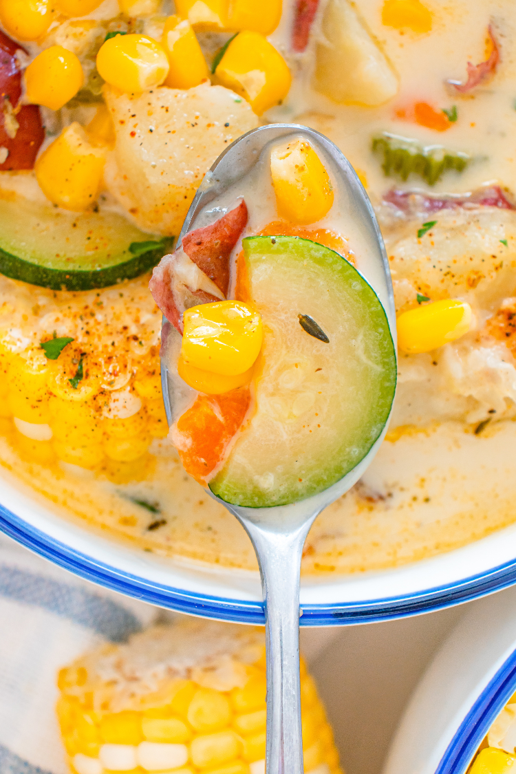 Exclusive Summer Corn and Zucchini Chowder