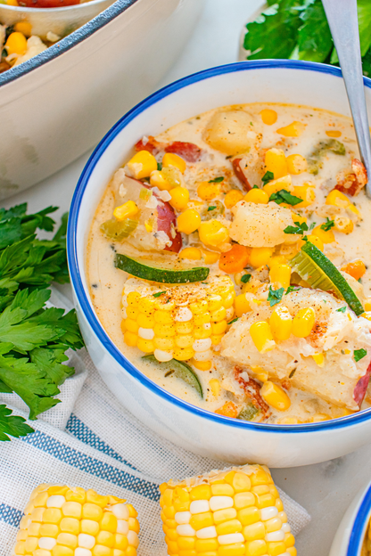 Exclusive Summer Corn and Zucchini Chowder