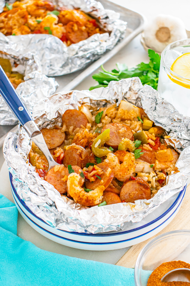 Exclusive Oven Baked Jambalaya Foil Packets