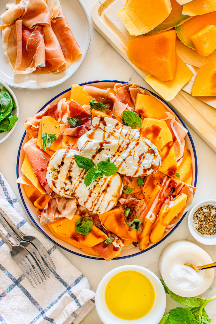 Exclusive Cantaloupe, Prosciutto, and Burrata Salad