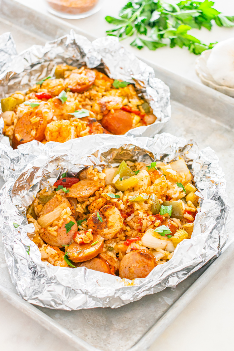 Exclusive Oven Baked Jambalaya Foil Packets